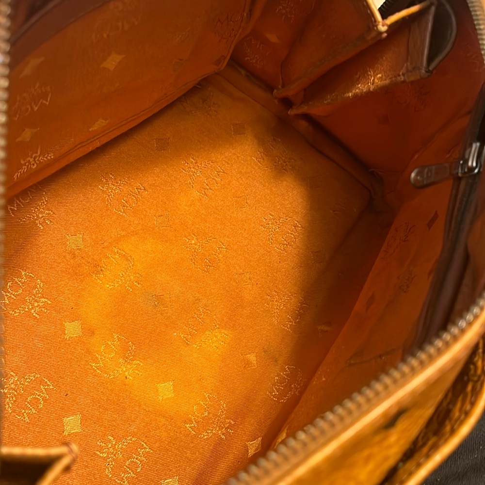 MCM Orange and Brown Logo Satchel - Picture 12 of 15
